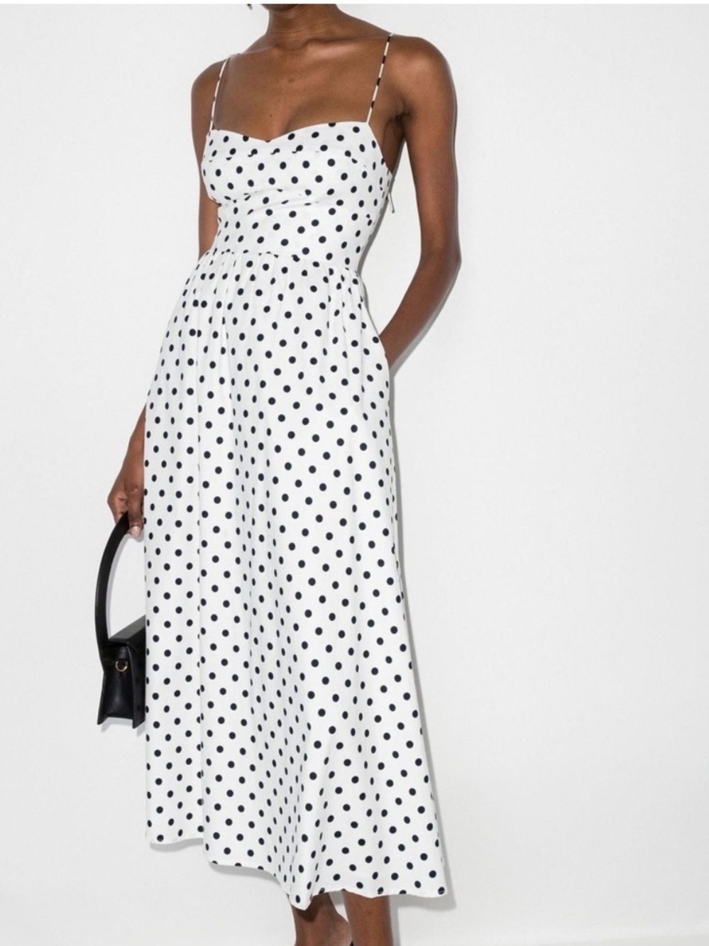 Reformation Odele Midi Dress Ink Blot Polka Dot Size 10 NWT